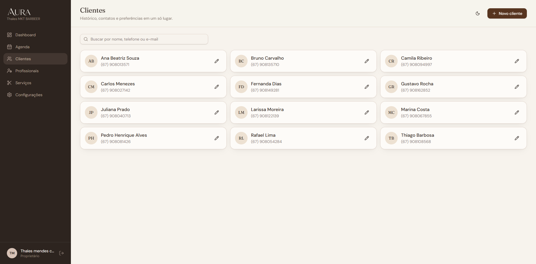 Gestão de Clientes Aura Beauty